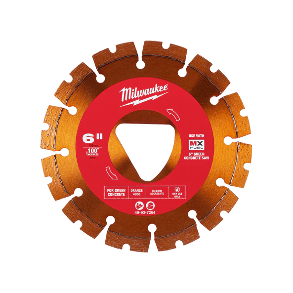 Milwaukee 150mm (6") Green Concrete Diamond Blade - Orange - 49937264