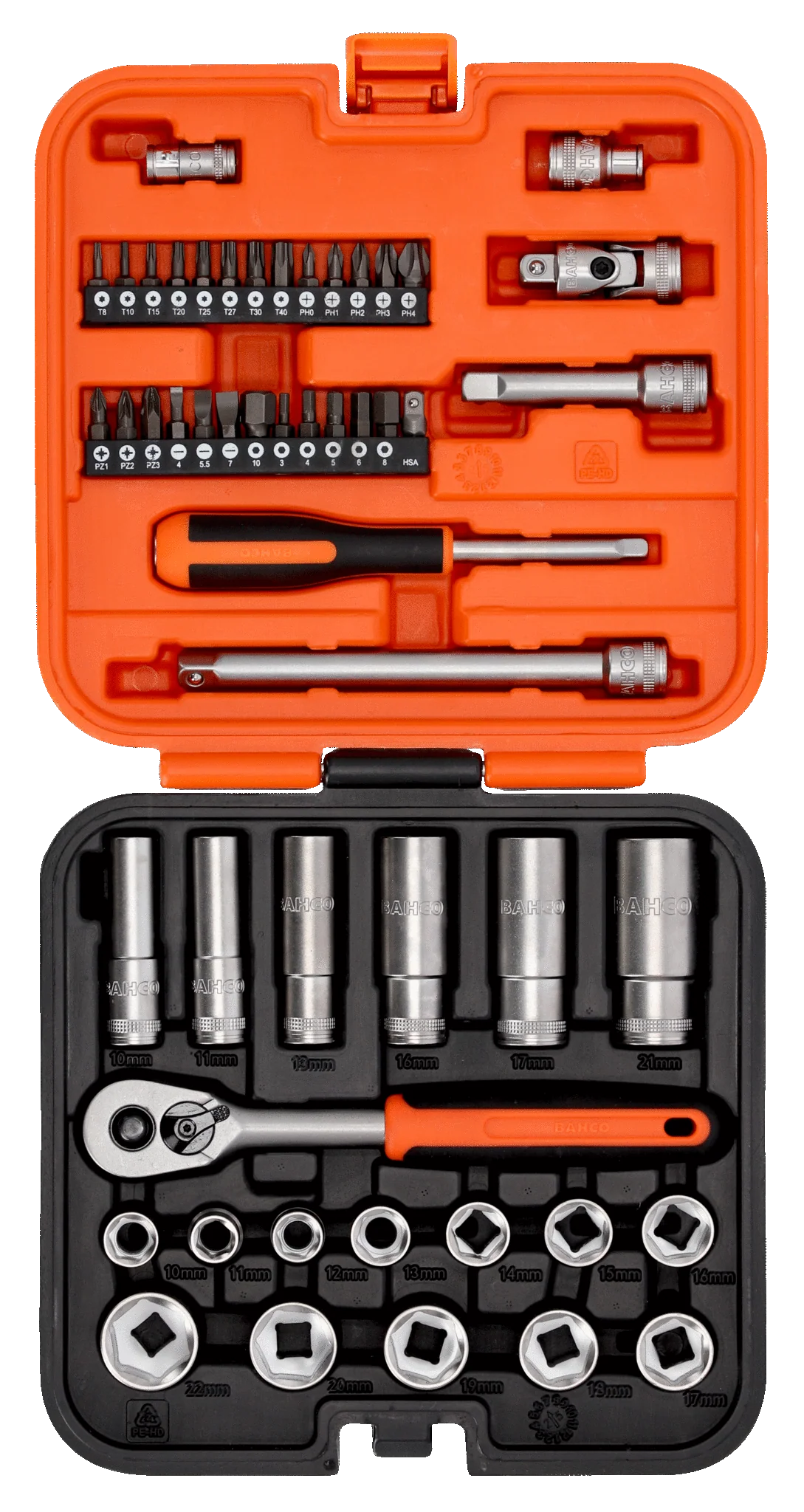 Bahco 3/8" Square Drive Standard and Deep Socket Set with Metric Hex Profile and 1/4" Bits - 51 Pcs  S51MC3H - Image 3