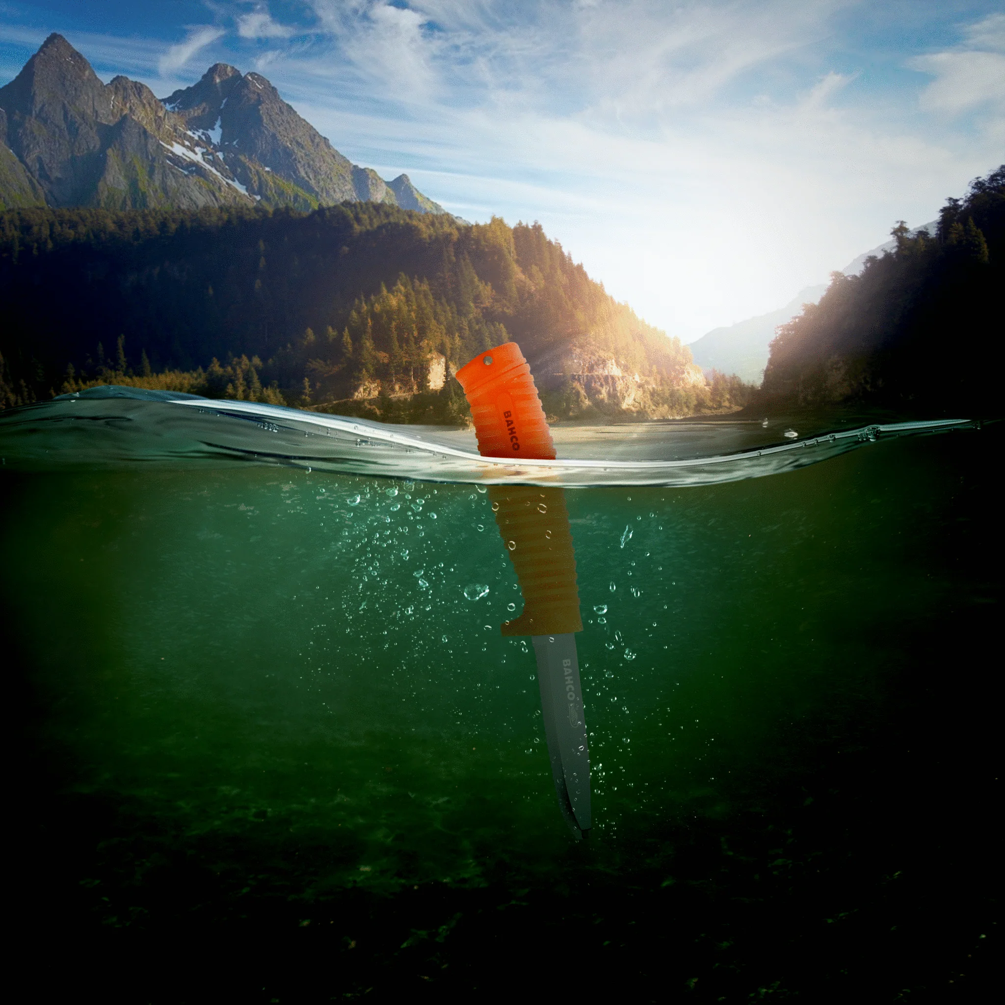 Bahco Rescue floating knife with fluorescent handle with holster  1446-FLOAT - Image 3