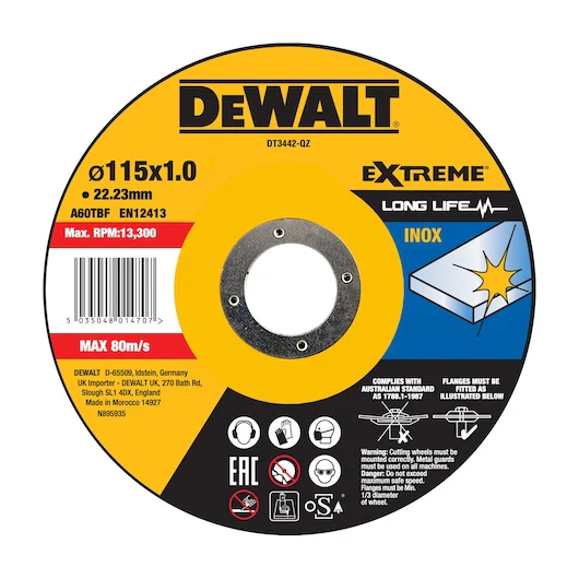 Dewalt 115 x 1mm EXTREME Cutting Disc Stainless Steel - DT3442-QZ