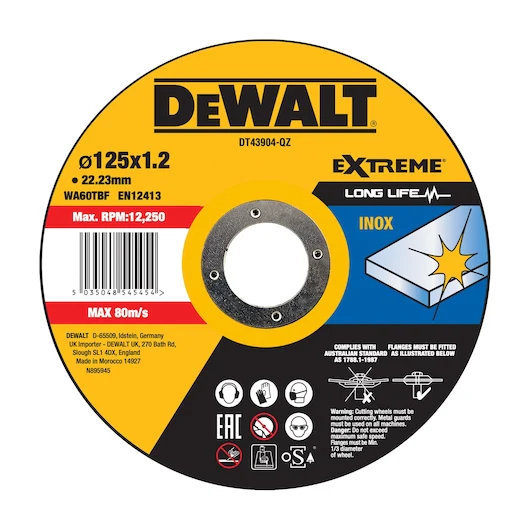 Dewalt 125 x 1.2mm EXTREME Thin Cut Disc Stainless Steel - DT43904-QZ