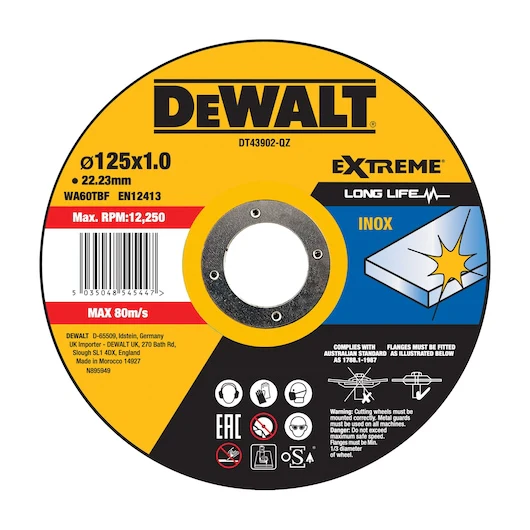 Dewalt 125 x 1mm EXTREME Cutting Disc Stainless Steel - DT43902-QZ