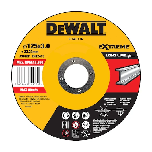 Dewalt 125 x 3mm EXTREME Cutting Disc METAL - DT43911-QZ