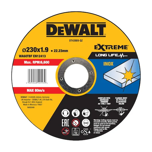 Dewalt 230 x 2mm EXTREME Cutting Disc Stainless Steel - DT43909-QZ