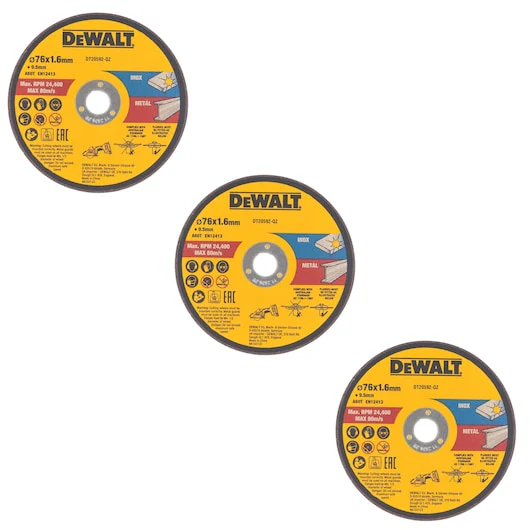 Dewalt BONDED ABRASIVES 75MM CUTTING DISC 3PK - DT20592-QZ