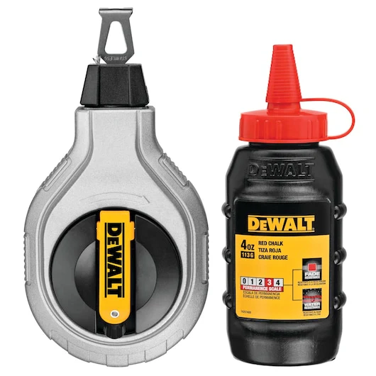 Dewalt Chalk Line Reel Kit Aluminium W/ Red Chalk 30m/100' 6:1 - DWHT47408