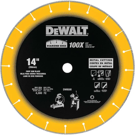 Dewalt DIAMOND CHOP SAW FERROUS METAL BLADE 355MM X 2.8 X 25.4, Suits Metal cutting abrasive disc chop saws - DW8500