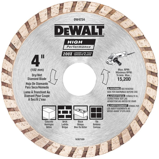 Dewalt DIAMOND WHEEL TURBO HIGH PERFORMANCE 100MM X 22.23 MASONRY - DW4724