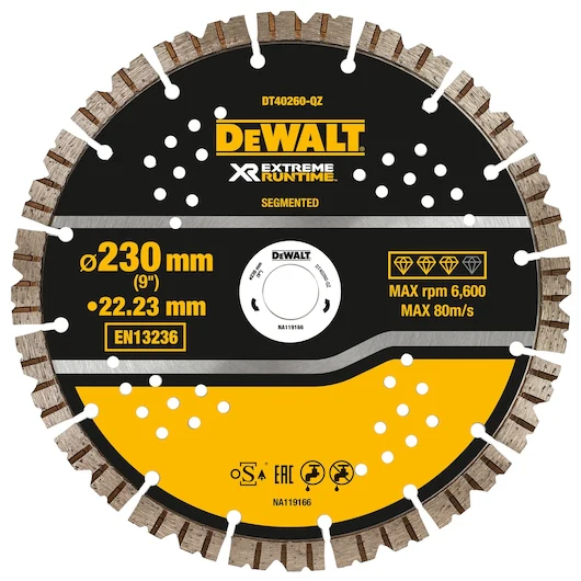Dewalt DIAMOND WHEEL XR EXTREME RUNTIME 230MM X 22.23, suits cut off saw - DT40260-QZ
