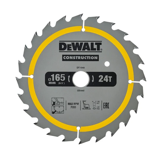 Dewalt SAW BLADE CONSTRUCTION 165MM X 24T (16/20MM) - DT1949-QZ