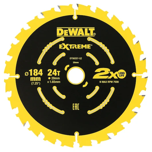 Dewalt SAW BLADE EXTREME 184MM X 24T (16/20MM) 3 PACK - DT90261-QZ