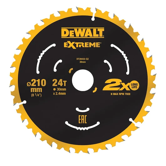 Dewalt SAW BLADE EXTREME 210MM X 24T 2.4MM KERF FOR DWE7485-XE - DT20432-QZ