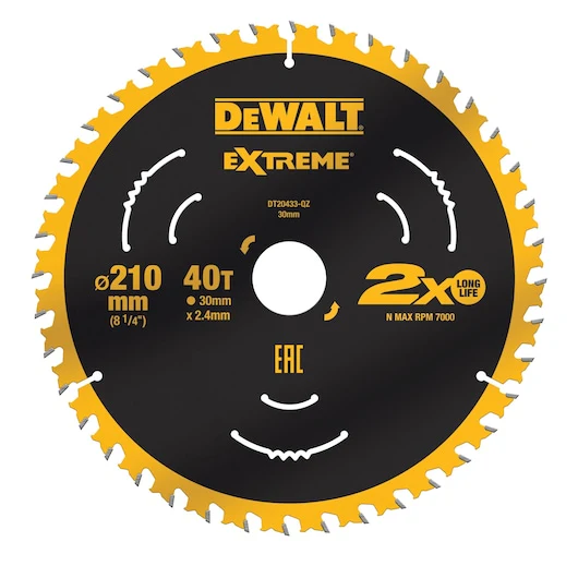 Dewalt SAW BLADE EXTREME 210MM X 40T 2.4MM KERF FOR DWE7485-XE - DT20433-QZ
