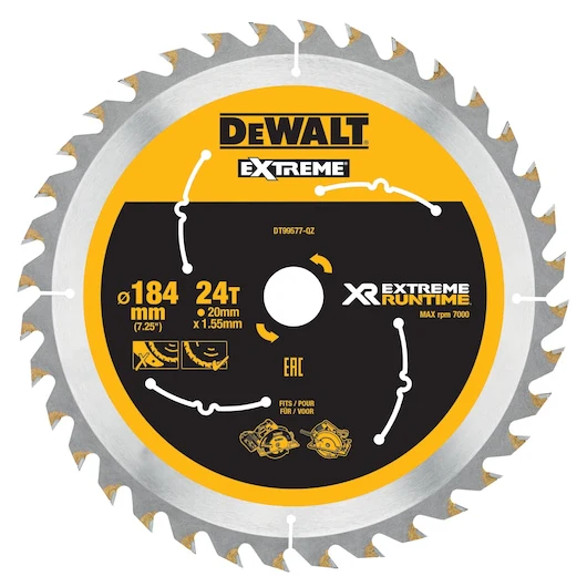 Dewalt SAW BLADE XR EXTREME RUNTIME 184MM X 24T (20MM) - DT99577-QZ