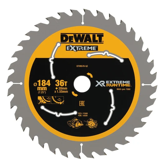 Dewalt SAW BLADE XR EXTREME RUNTIME 184MM X 36T (20MM) - DT99578-QZ