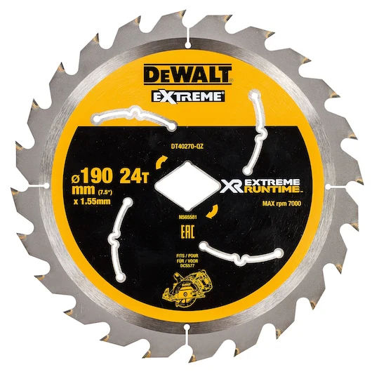 Dewalt SAW BLADE XR EXTREME RUNTIME 190MM X 24T (◆ BORE) - DT40270-QZ