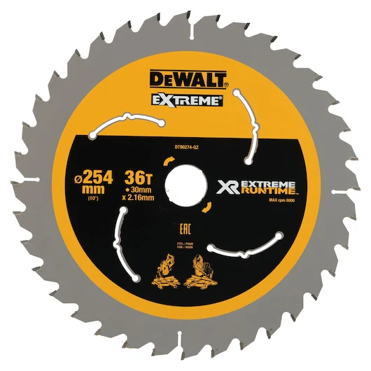 Dewalt SAW BLADE XR EXTREME RUNTIME 254MM X 36T (16/20/25/25.4/30MM) - DT90274-QZ