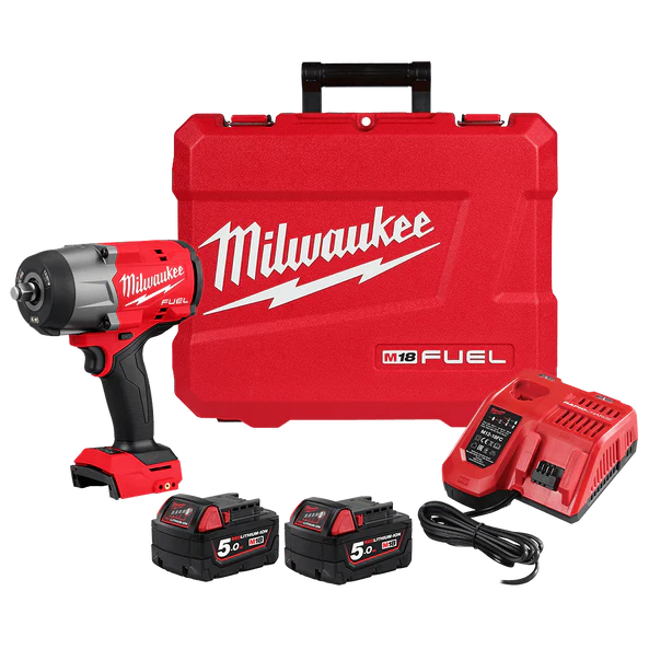 Milwaukee M18 FUEL 1/2" High Torque Impact Wrench with Friction Ring - Gen 3 (2x 5.0Ah, Case) Kit - M18FHIW2F12502C