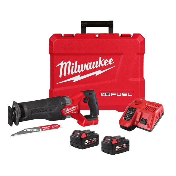 Milwaukee M18 FUEL™ SAWZALL™ Reciprocating Saw Kit (2x 5.0Ah, Case) - M18CSX2-502C