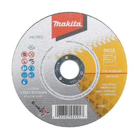 Makita 100mm x 1.6mm x 16mm INOX / METAL CUTTING DISC A36S - 25pk B-45749-25