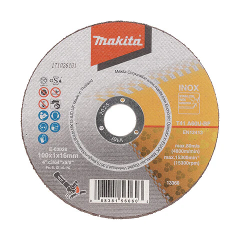 Makita 100mm x 1mm x 16mm INOX CUTTING DISC A60U - 25pk Tub E-03028-25