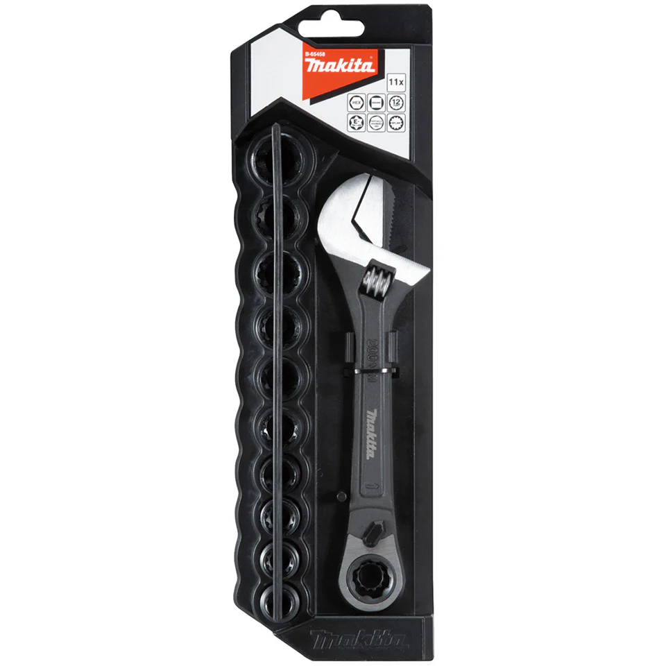 Makita 11 Piece Pass Thru Adjustable Wrench Set B-65458