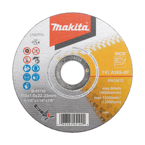 Makita 115mm x 1.6mm x 22mm INOX / METAL CUTTING DISC A36S - 25pk  B-45755-25