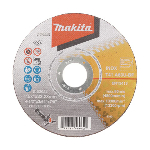 Makita 115mm x 1mm x 22mm INOX CUTTING DISC A60U - 25pk Tub E-03034-25