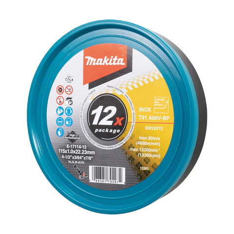 Makita 115mm x 1mm x 22mm LONG LIFE INOX CUTTING DISC A60V - 25pk Tub E-17114-25