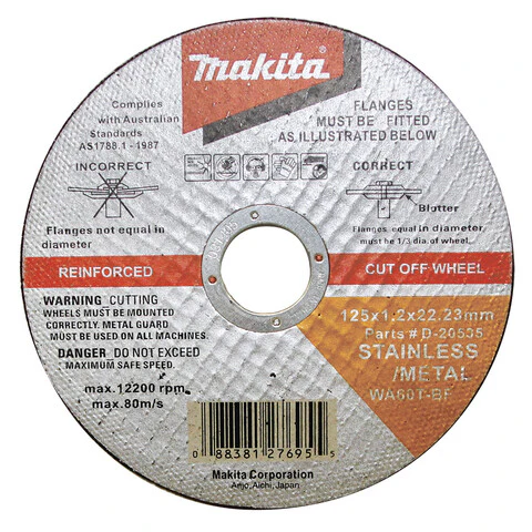 Makita 125mm x 1.2mm x 22mm INOX CUTTING DISC WA60T - 12pc Tin D-20535-12