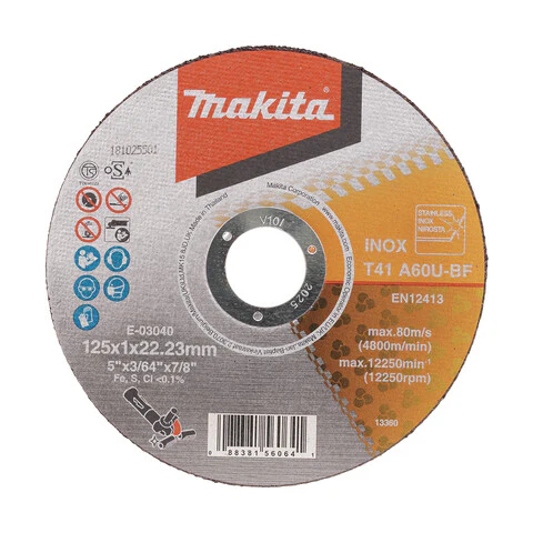 Makita 125mm x 1mm x 22mm INOX CUTTING DISC A60U - 12pk Tub E-03040-12