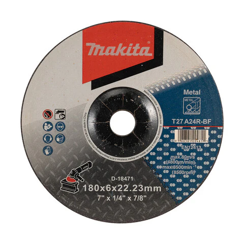 Makita 180mm x 6mm x 22mm D/C METAL GRINDING DISC A24R - 20pk D-18471-20