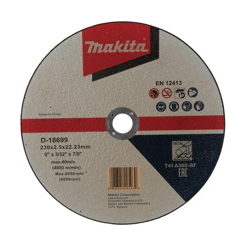Makita 230mm x 2.5mm x 22mm - METAL CUTTING DISC A30S - 25pk D-18699-25