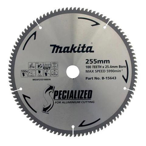 MAKITA 255mm 100T TCT Circular Saw Blade for Aluminium Cutting - Mitre Saws - SPECIALIZED B-15643