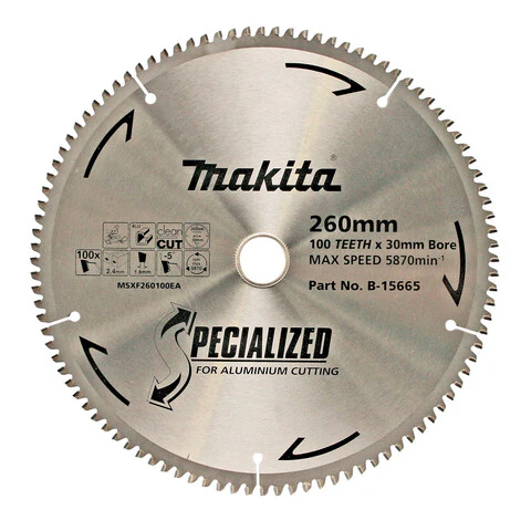 MAKITA 260mm 100T TCT Circular Saw Blade for Aluminium Cutting - Mitre Saws - SPECIALIZED B-15665
