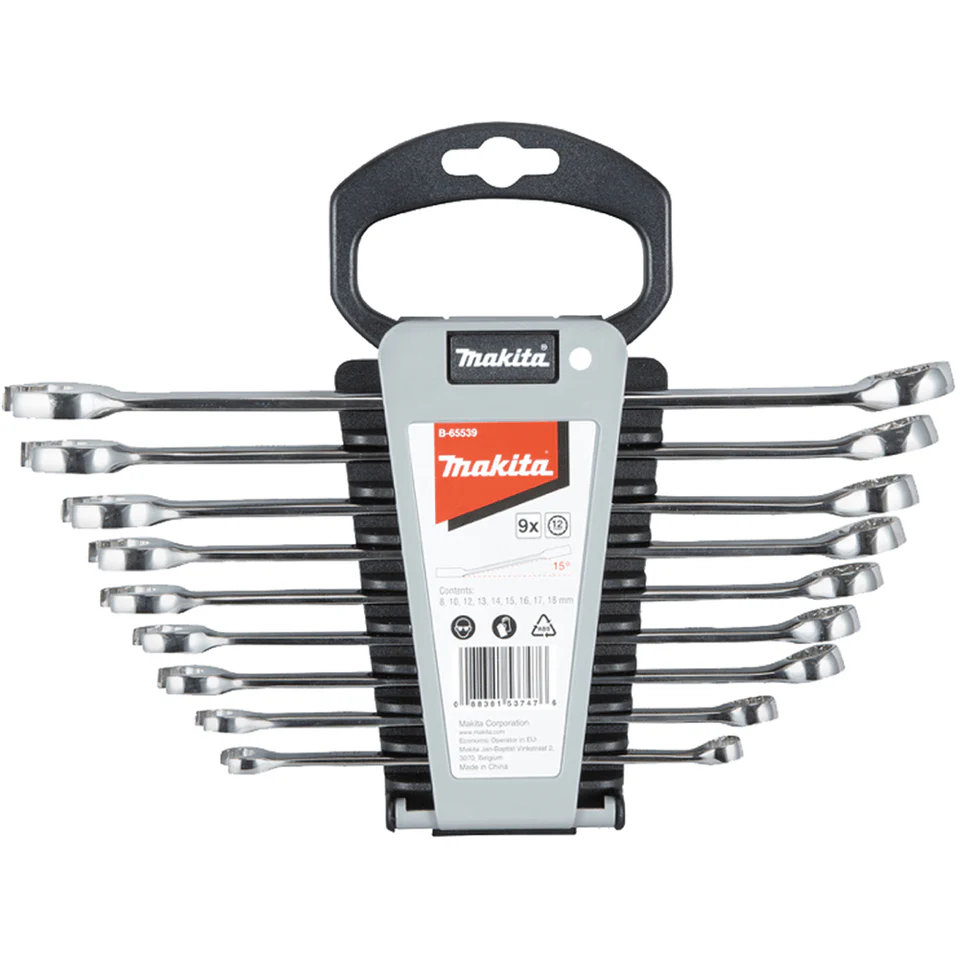 Makita 9 Piece Assorted Metric Combination Spanner Set  B-65539