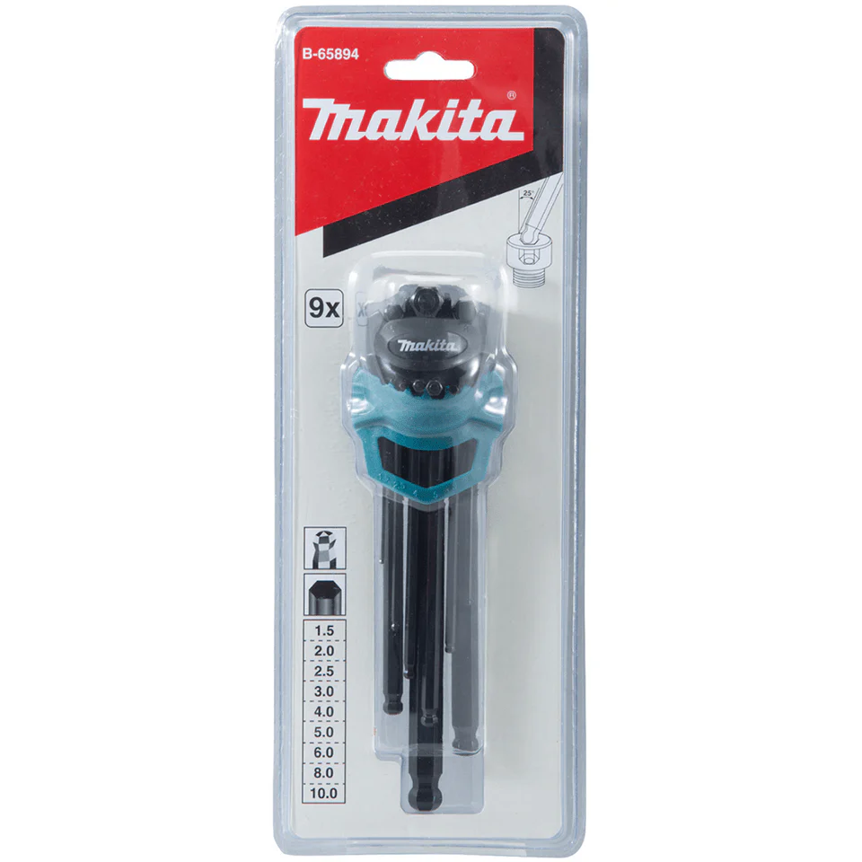 Makita 9 Piece Assorted Metric Hex Key Wrench Set  B-65894