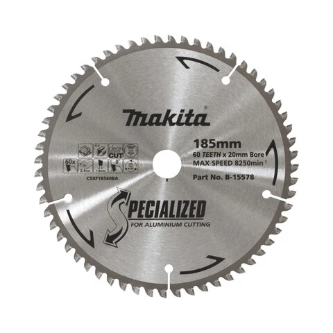 Makita Aluminium TCT Saw Blade 185mm x 20mm x 60T B-15578