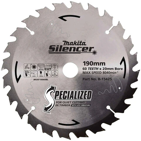 Makita B-15425 190mm (7.5") 60T Timber Cutting TCT Saw Blade