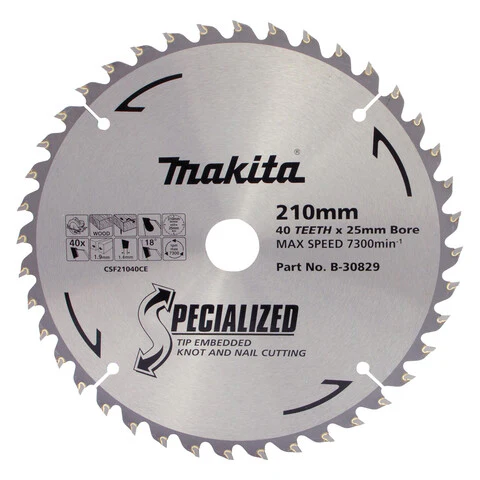 Makita B-30829 210mm 40T Knot & Nail TCT Wood Saw Blade