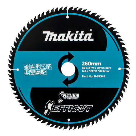 Makita B-67343 260mm (10-1/5") 80T Efficut TCT Wood Saw Blade