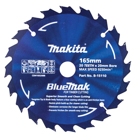Makita BLUEMAK TCT SAW BLADE 165mm x 20/16mm x 20T B-15110