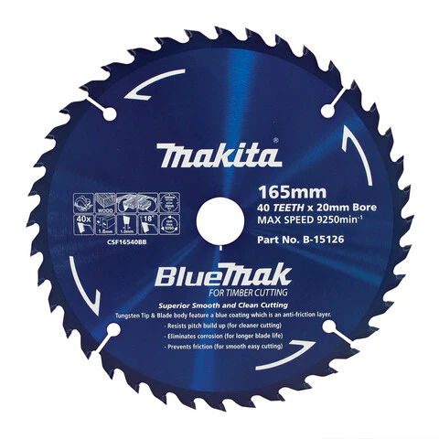Makita BLUEMAK TCT SAW BLADE 165mm x 20/16mm x 40T B-15126