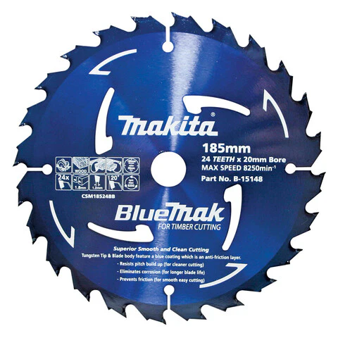 Makita BLUEMAK TCT SAW BLADE 185mm x 20mm x 24T - 5pk B-15148-5