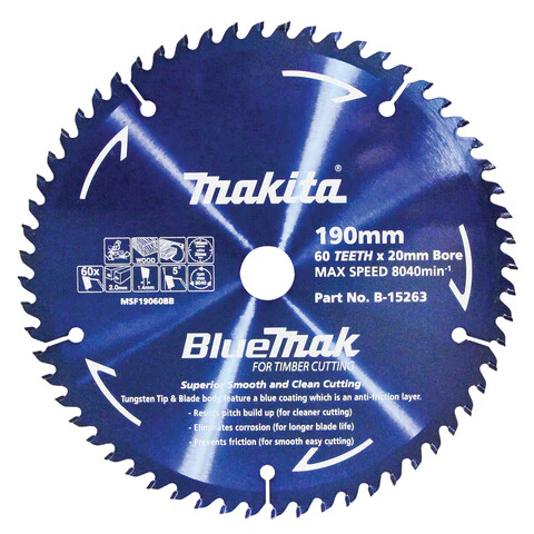 Makita BLUEMAK TCT SAW BLADE 190mm x 20mm x 60T B-15263