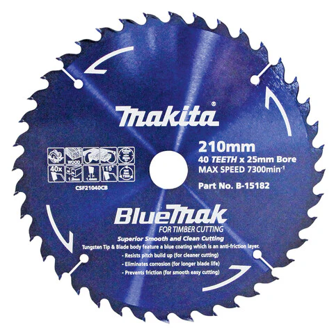 Makita BLUEMAK TCT SAW BLADE 210mm x 25mm x 40T B-15182