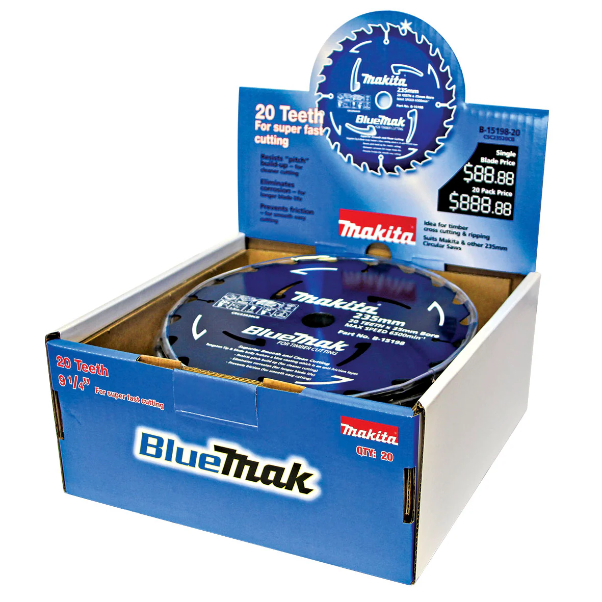 Makita BLUEMAK TCT SAW BLADE 235mm x 25mm x 20T - 20pk B-15198-20