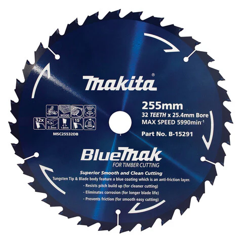 Makita BLUEMAK TCT SAW BLADE 255mm x 25.4mm x 32T B-15291
