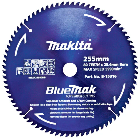 Makita BLUEMAK TCT SAW BLADE 255mm x 25.4mm x 80T B-15316