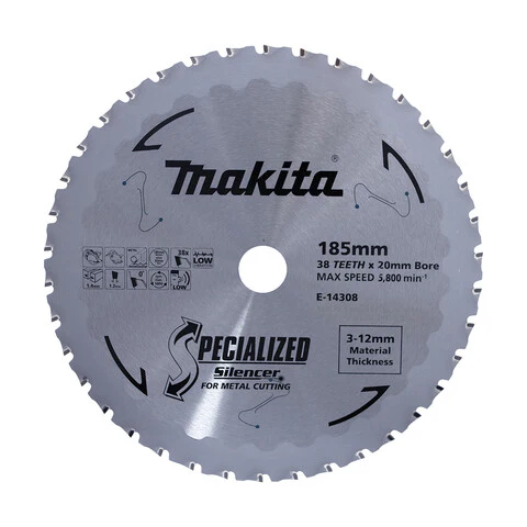 Makita COLD METAL CUTTING TCT SAW BLADE 185mm x 20mm x 38T - 3mm-12mm E-14308